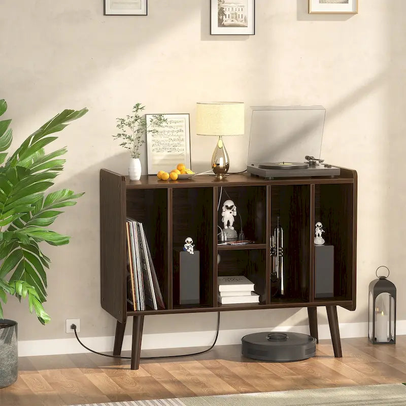 Meuble pour platine tourne-disque, table de rangement pour disques vinyles, présentoir à disques vinyles