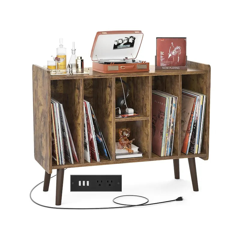 Meuble pour platine tourne-disque, table de rangement pour disques vinyles, présentoir à disques vinyles