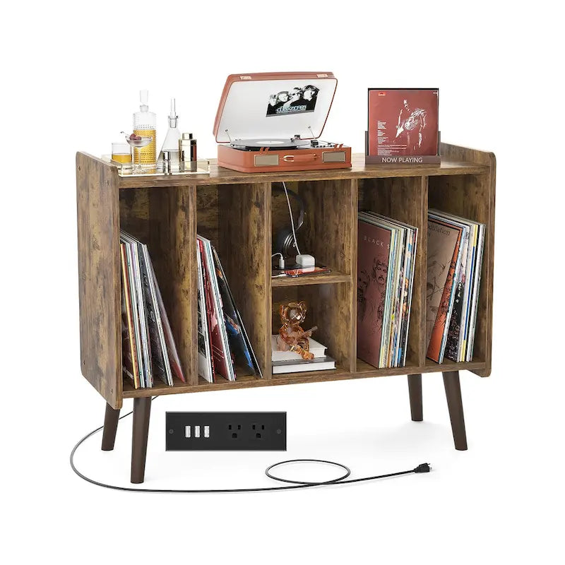 Meuble pour platine tourne-disque, table de rangement pour disques vinyles, présentoir à disques vinyles