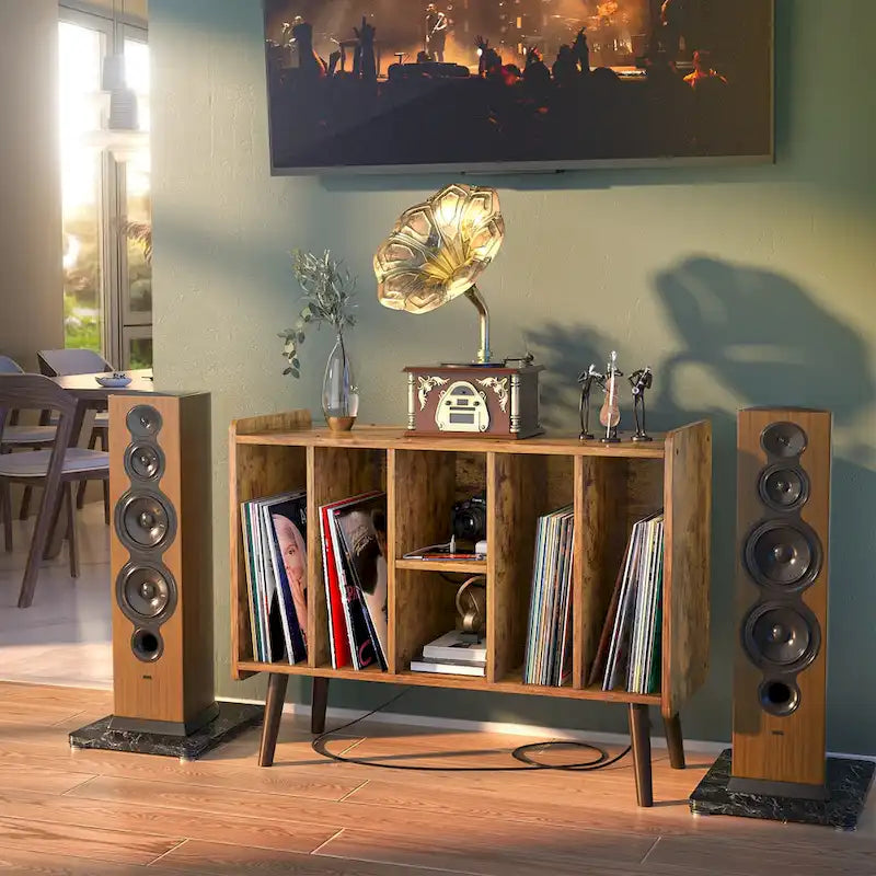 Meuble pour platine tourne-disque, table de rangement pour disques vinyles, présentoir à disques vinyles