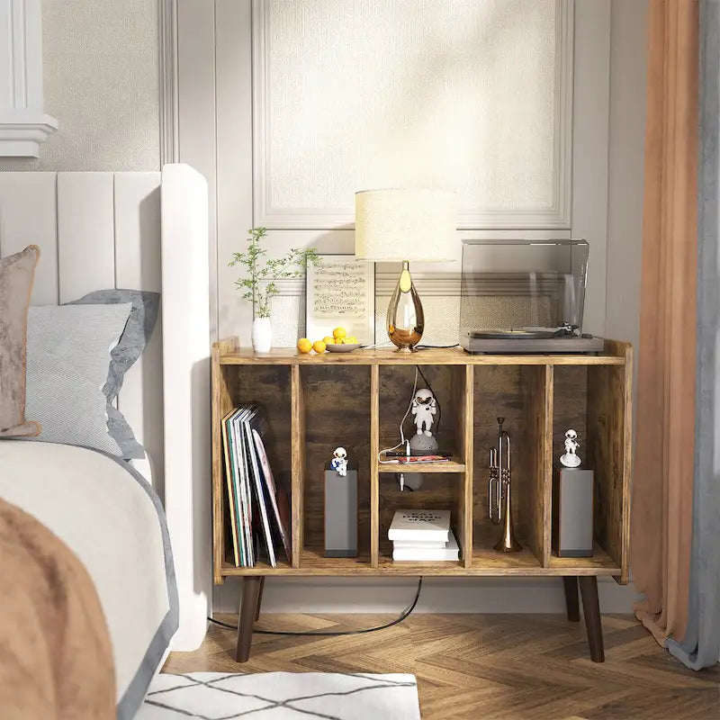 Meuble pour platine tourne-disque, table de rangement pour disques vinyles, présentoir à disques vinyles