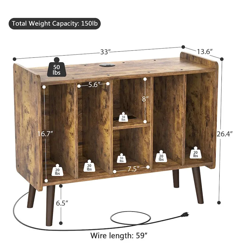 Meuble pour platine tourne-disque, table de rangement pour disques vinyles, présentoir à disques vinyles