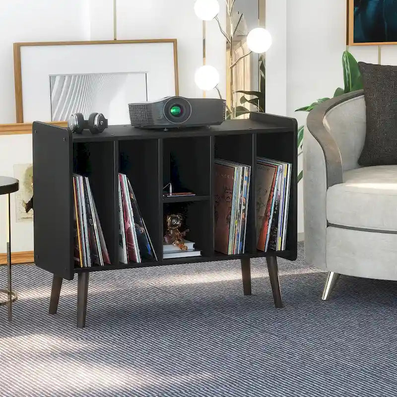 Meuble pour platine tourne-disque, table de rangement pour disques vinyles, présentoir à disques vinyles