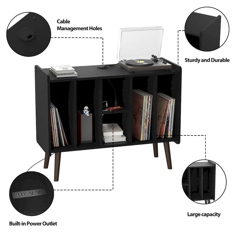 Meuble pour platine tourne-disque, table de rangement pour disques vinyles, présentoir à disques vinyles