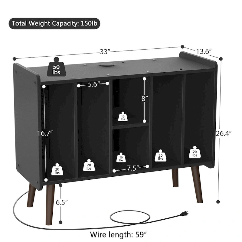 Meuble pour platine tourne-disque, table de rangement pour disques vinyles, présentoir à disques vinyles