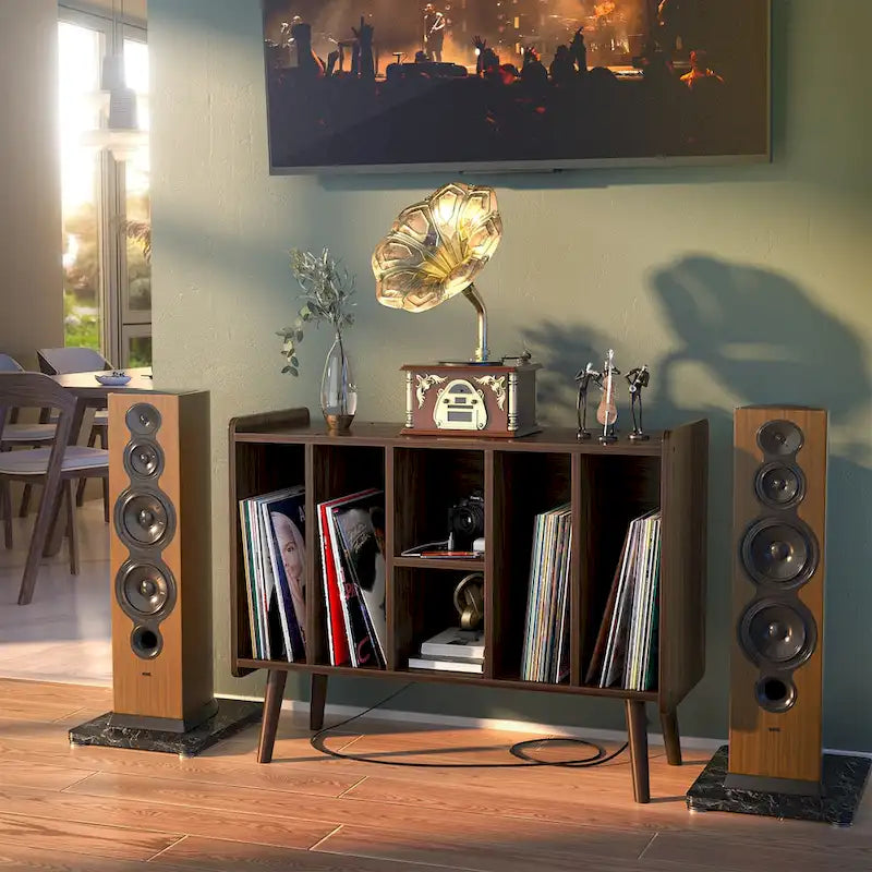 Meuble pour platine tourne-disque, table de rangement pour disques vinyles, présentoir à disques vinyles