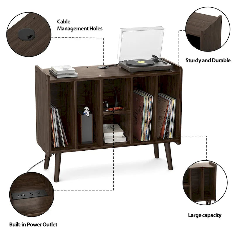Meuble pour platine tourne-disque, table de rangement pour disques vinyles, présentoir à disques vinyles