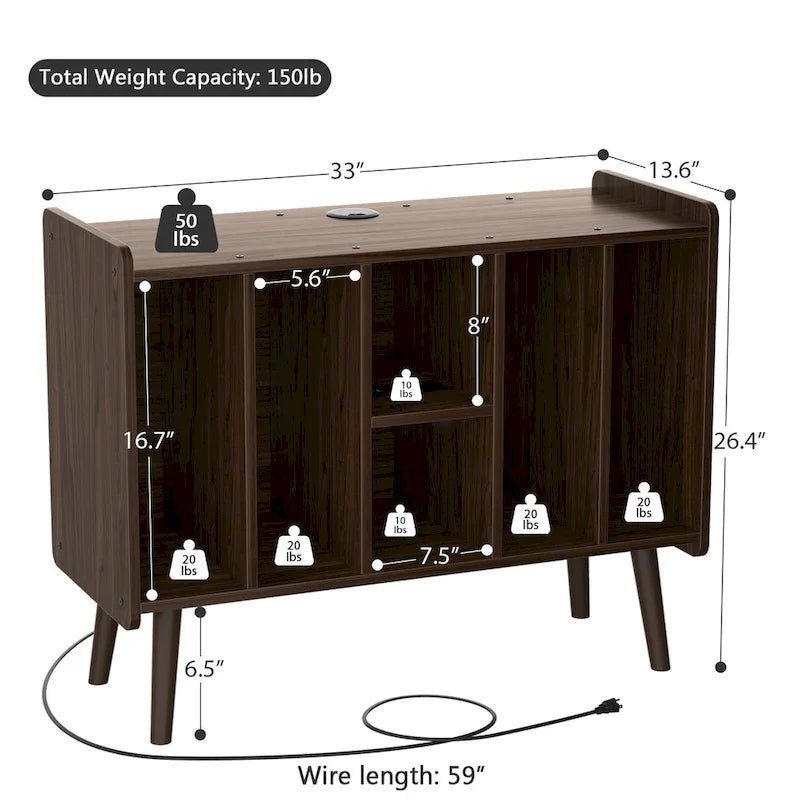 Meuble pour platine tourne-disque, table de rangement pour disques vinyles, présentoir à disques vinyles