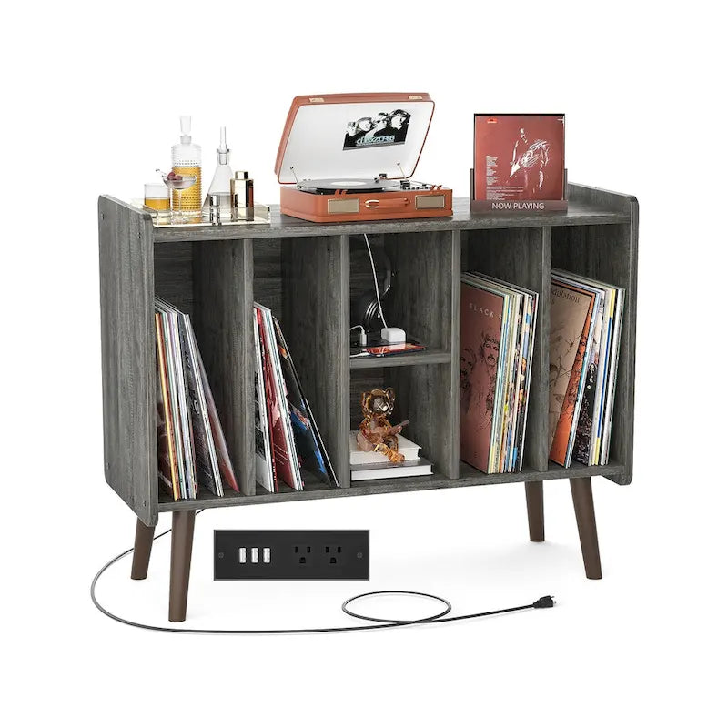 Meuble pour platine tourne-disque, table de rangement pour disques vinyles, présentoir à disques vinyles