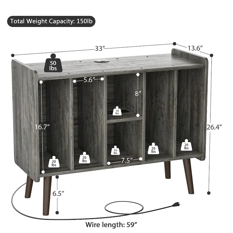 Meuble pour platine tourne-disque, table de rangement pour disques vinyles, présentoir à disques vinyles
