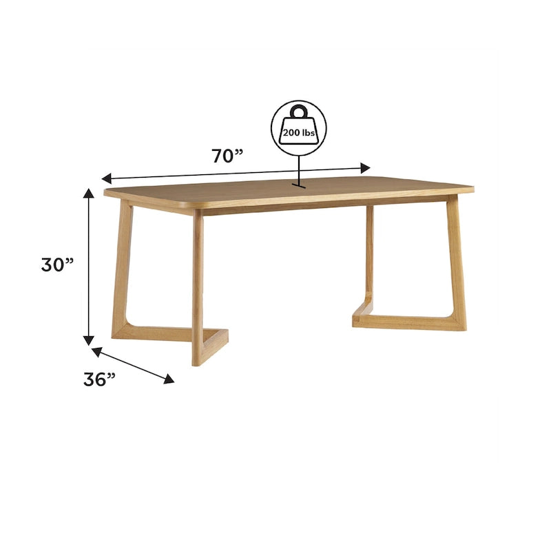 Table de salle à manger moderne en bois massif avec pieds géométriques