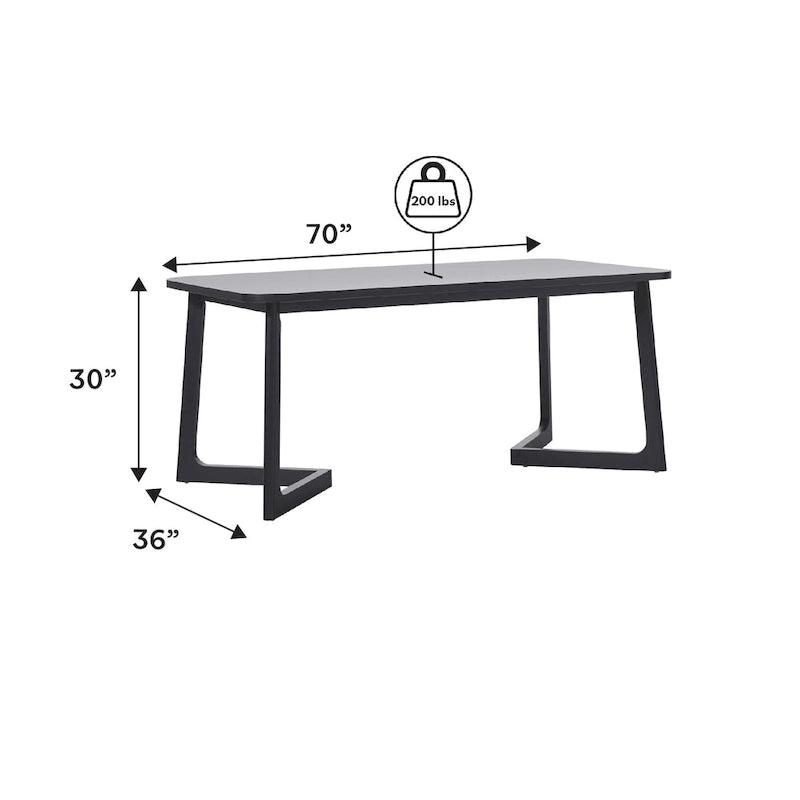 Table de salle à manger moderne en bois massif avec pieds géométriques