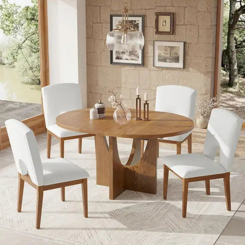 Table à manger ronde et chaises avec un plateau détachable de 16,2 pouces