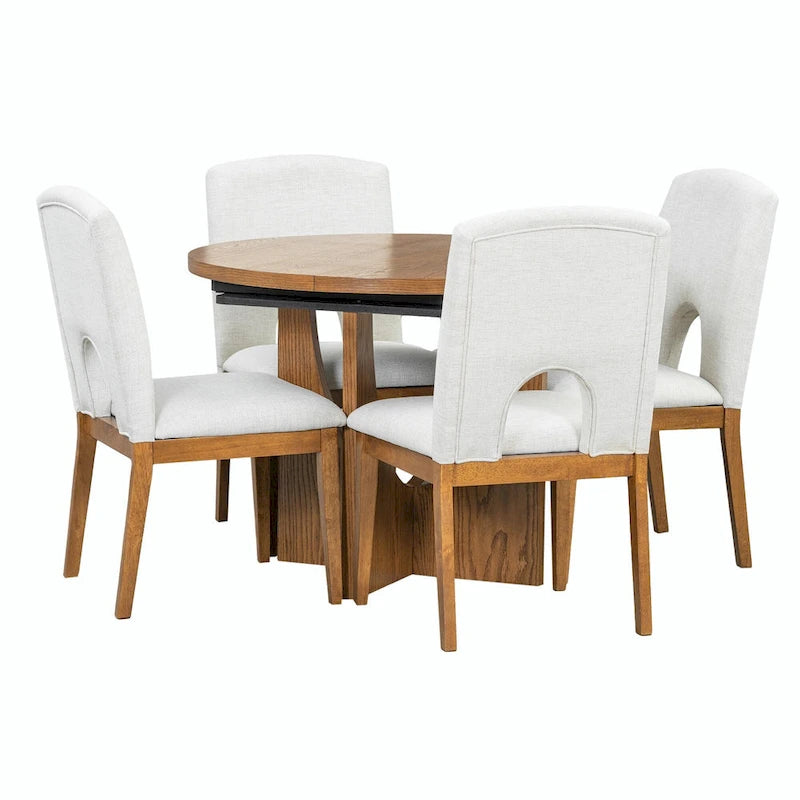 Table à manger ronde et chaises avec un plateau détachable de 16,2 pouces