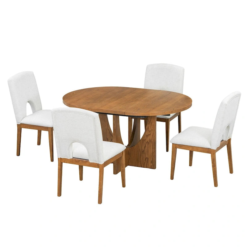 Table à manger ronde et chaises avec un plateau détachable de 16,2 pouces