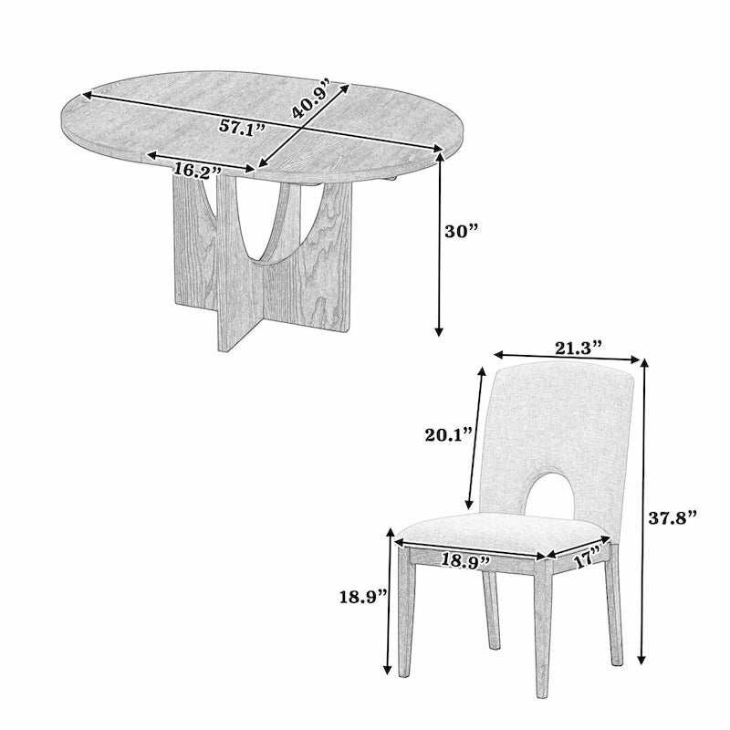 Table à manger ronde et chaises avec un plateau détachable de 16,2 pouces