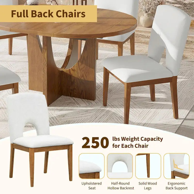 Table à manger ronde et chaises avec un plateau détachable de 16,2 pouces