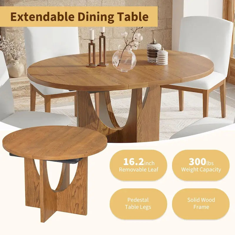 Table à manger ronde et chaises avec un plateau détachable de 16,2 pouces