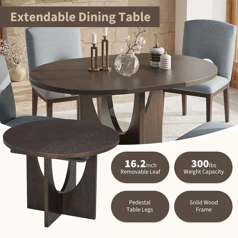 Table à manger ronde et chaises avec un plateau détachable de 16,2 pouces