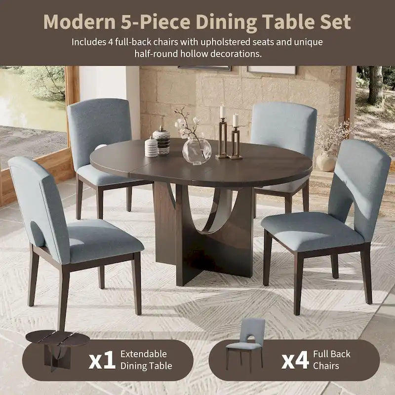 Table à manger ronde et chaises avec un plateau détachable de 16,2 pouces