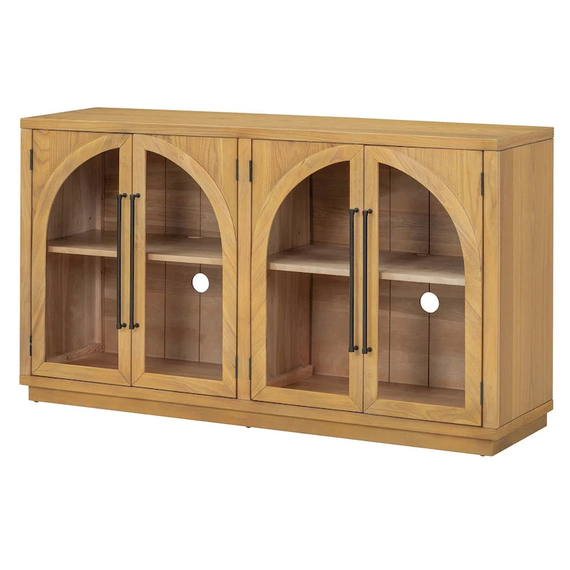 Buffet de rangement rétro de style rustique à quatre portes de 152 cm de grande capacité