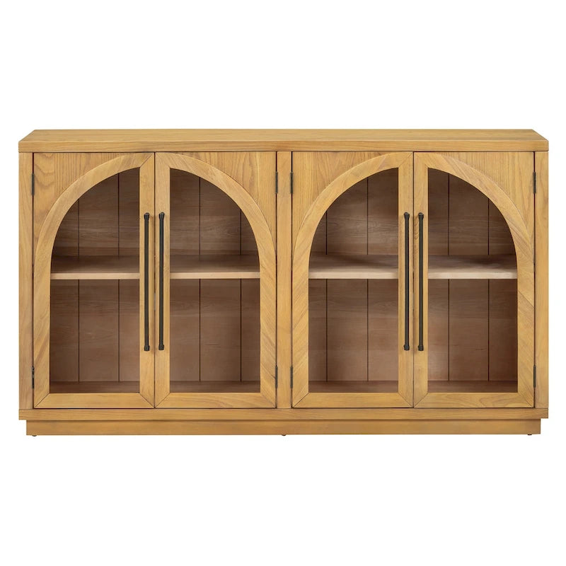 Buffet de rangement rétro de style rustique à quatre portes de 152 cm de grande capacité