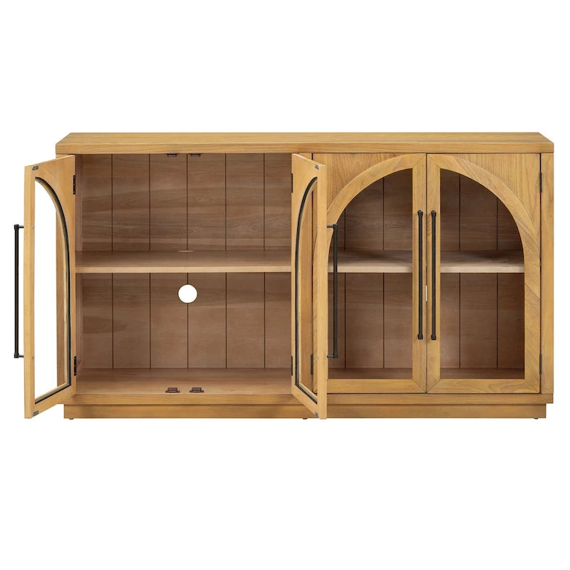 Buffet de rangement rétro de style rustique à quatre portes de 152 cm de grande capacité