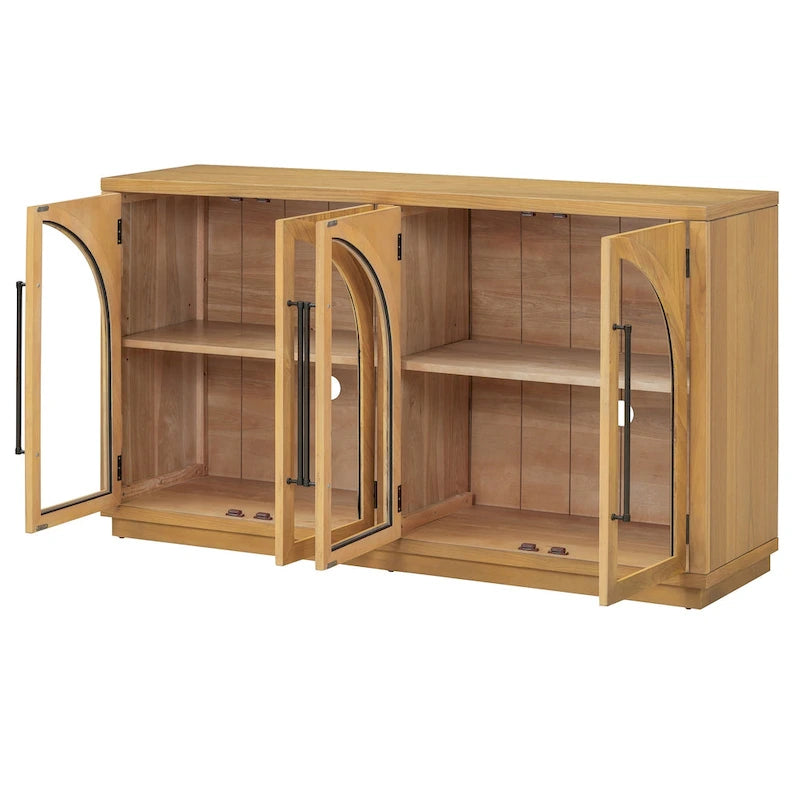 Buffet de rangement rétro de style rustique à quatre portes de 152 cm de grande capacité