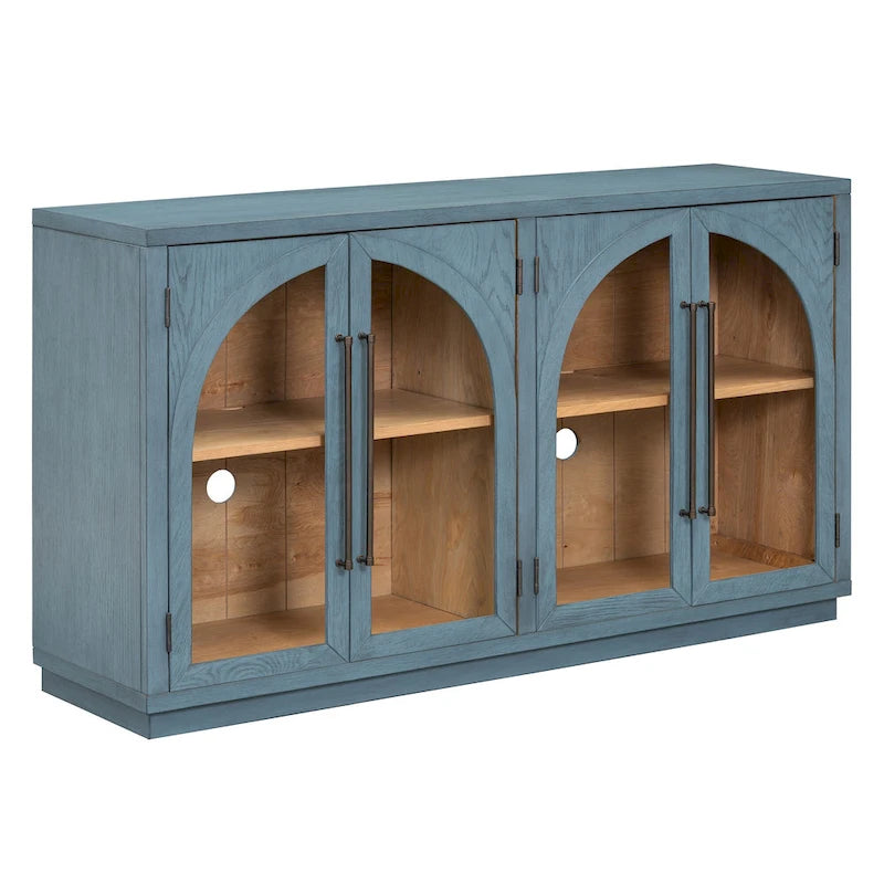Buffet de rangement rétro de style rustique à quatre portes de 152 cm de grande capacité