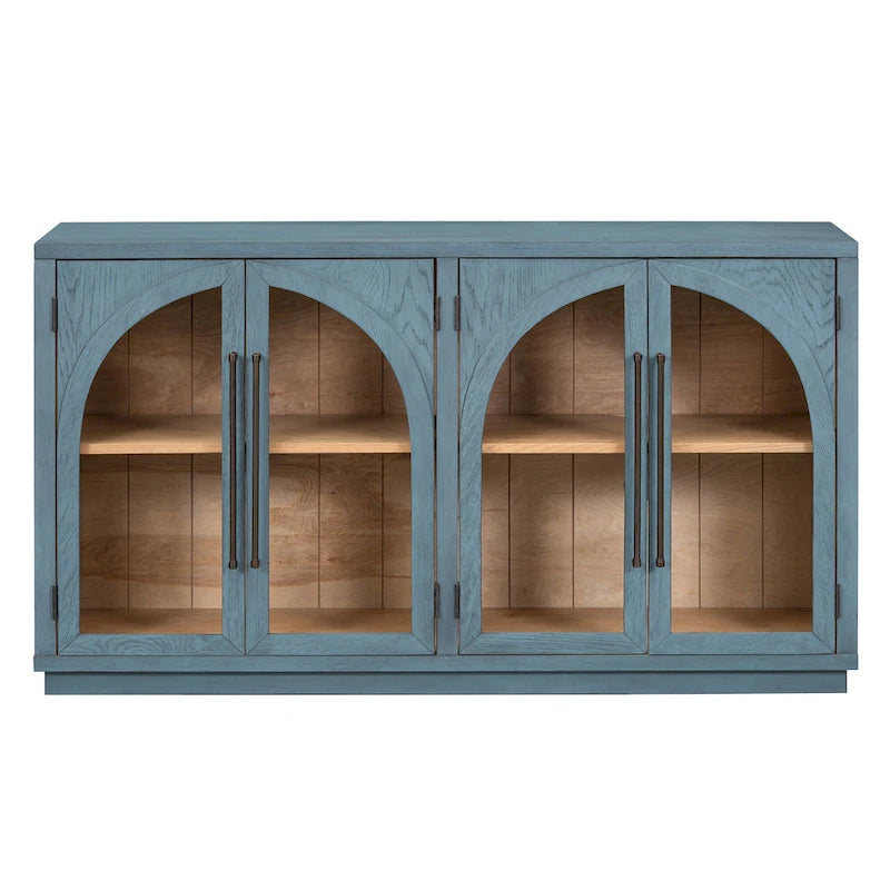 Buffet de rangement rétro de style rustique à quatre portes de 152 cm de grande capacité