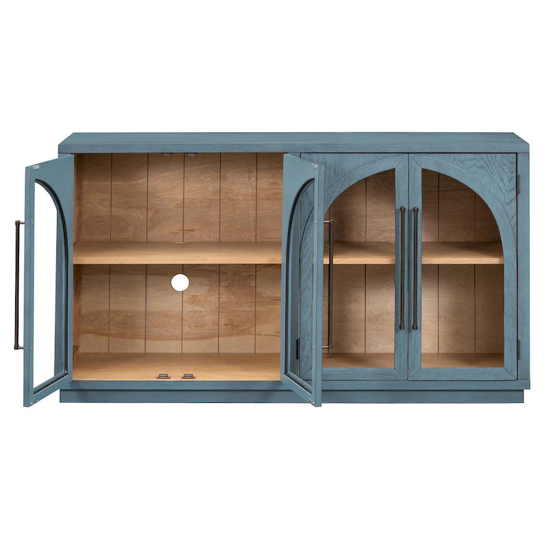 Buffet de rangement rétro de style rustique à quatre portes de 152 cm de grande capacité