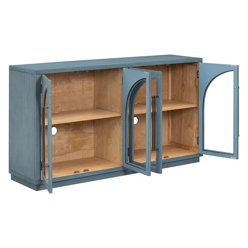 Buffet de rangement rétro de style rustique à quatre portes de 152 cm de grande capacité
